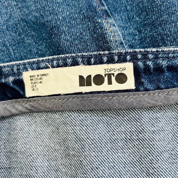 womens Topshop Moto mini Dress UK 12 denim zip up jean dress western cowgirl - Picture 7 of 7